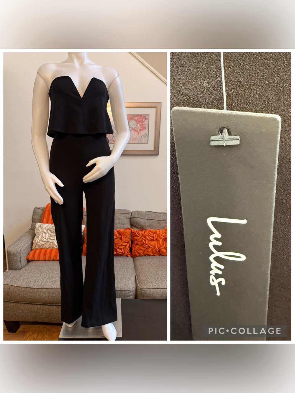 NWT Lulus Power of Love Black Strapless Jumpsuit